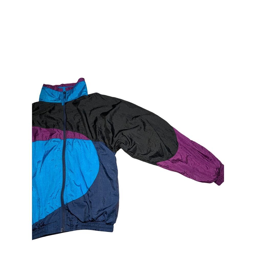 VTG 80s 90s Turnpoint Sports Colorblock Nylon Windbreaker Jacket Medium Retro - Picture 6 of 14